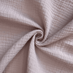 Ткань Муслин Жатый, цвет Пыльно-Розовый (на отрез)  в Волоколамске
