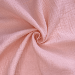 Ткань Муслин Жатый, цвет Нежно-Розовый (на отрез)  в Волоколамске