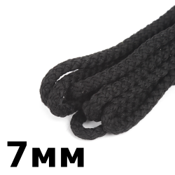 Шнур с сердечником 7мм,  Чёрный (плетено-вязанный, плотный)  в Волоколамске